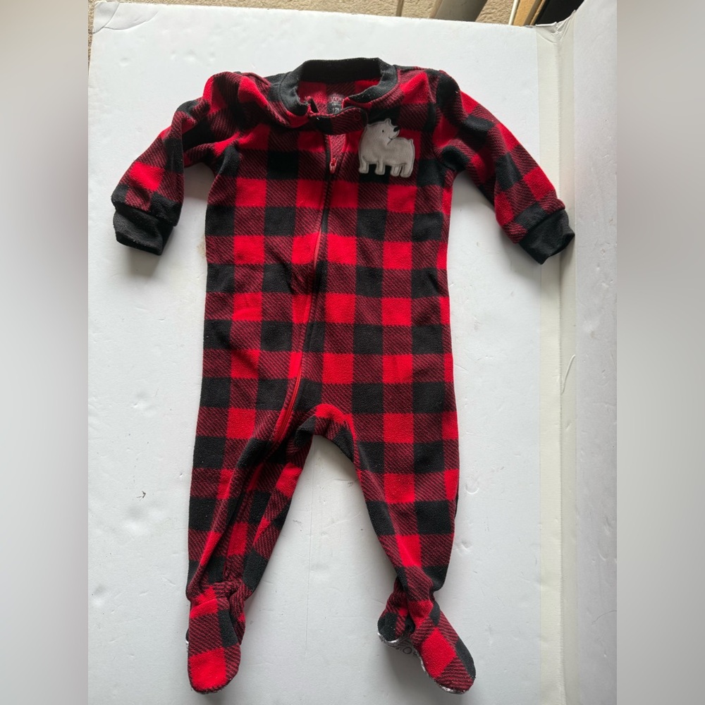 Red and black polar bear sleeper fleece